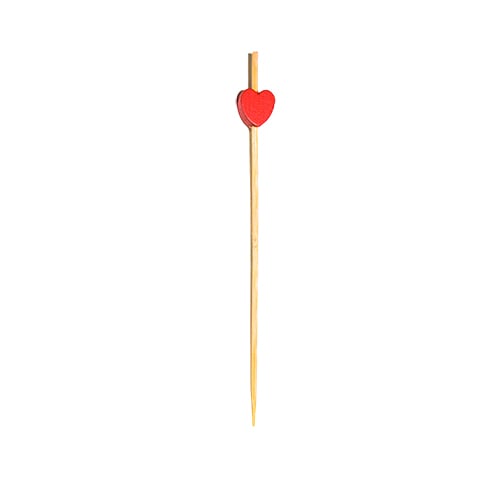 Bamboo Cocktail Pick With Red Heart L12cm, 100Pcs/Pkt