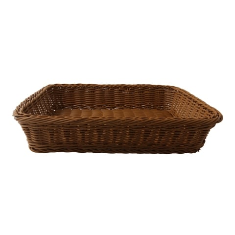 Heavy Duty Poly-Rattan Rectangle Basket L40xW28.5xH7cm, Brown