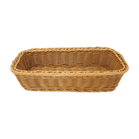 Heavy Duty Rectangle Poly-Rattan Basket L28xW11xH7cm, Light Brown