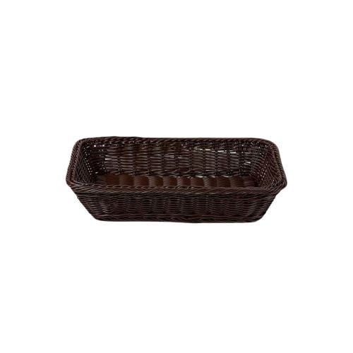 Heavy Duty Rectangle Poly-Rattan Basket L28xW11xH7cm, Dark Brown