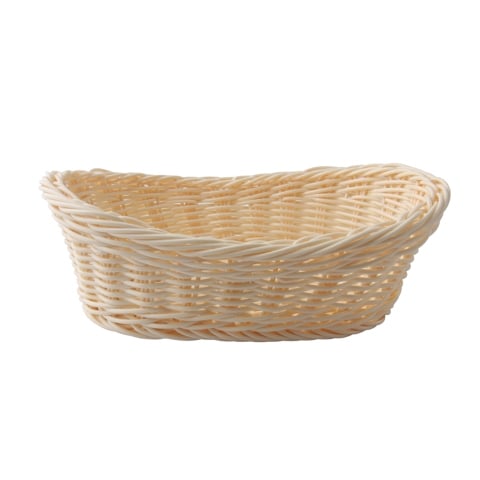 Heavy Duty Poly-Rattan Kidney Shape Basket L19xW13xH7cm, Beige