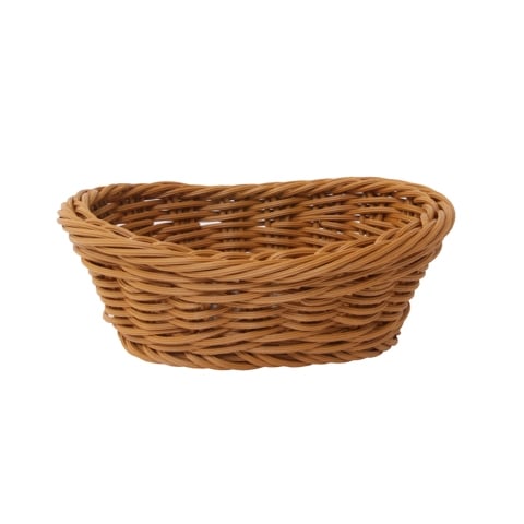 Heavy Duty Poly-Rattan Kidney Shape Basket L19xW13xH7cm, Brown