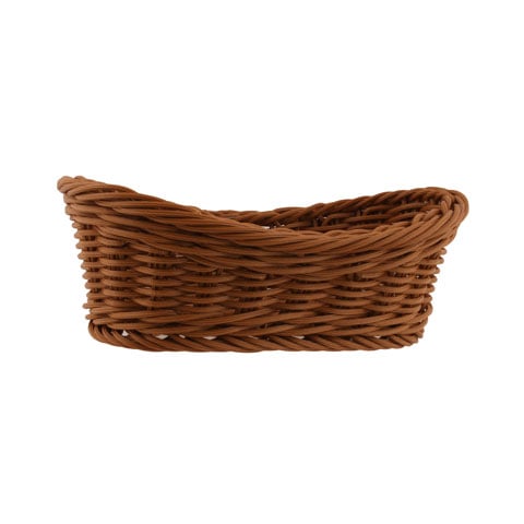 Heavy Duty Poly-Rattan Kidney Shape Basket L25xW15xH8cm, Brown