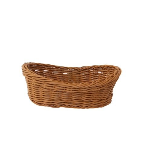 Heavy Duty Poly-Rattan Kidney Shape Basket L29xW19xH10cm, Brown