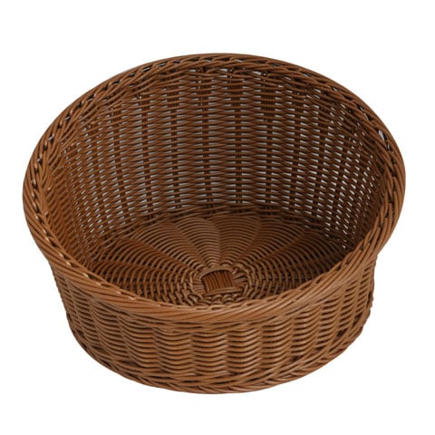 Heavy Duty Poly-Rattan Round Basket, Ø36xH20cm, Brown