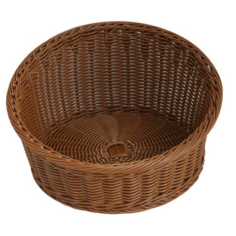 Heavy Duty Poly-Rattan Round Basket Ø40xH25cm, Brown