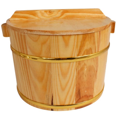 Wooden Round Bean Curd Bucket With Lid Ø16xH15cm (Excludes S/S Insert)