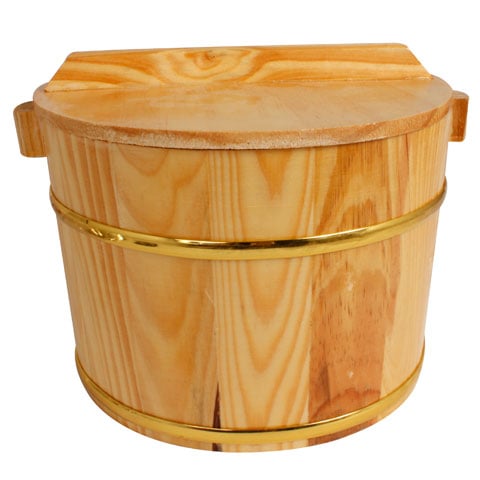 Wooden Round Bean Curd Bucket With Lid Ø18xH15.5cm (Excludes S/S Insert)