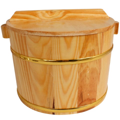 Wooden Round Bean Curd Bucket With Lid Ø20xH18cm (Excludes S/S Insert)