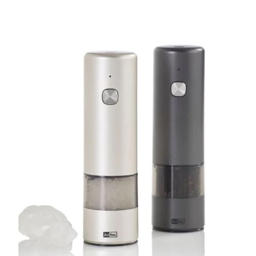 AdHoc I.Mill Ceracut Battery Operated Pepper & Salt Mill Ø5xH17cm, Dark Grey & Light Grey