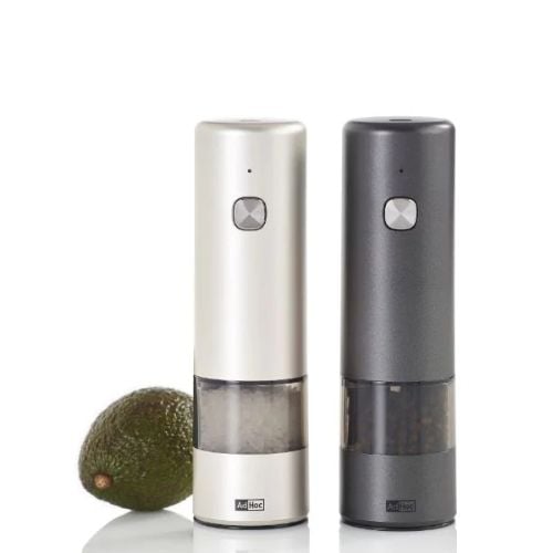 AdHoc I.Mill Ceracut Battery Operated Pepper & Salt Mill Ø5xH17cm, Dark Grey & Light Grey