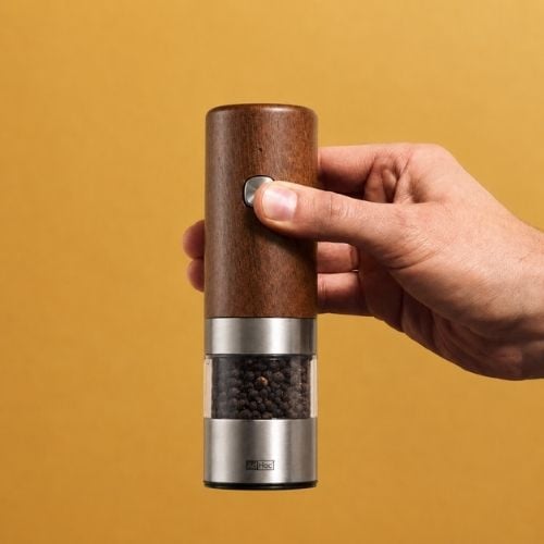 Ad Hoc Acacia Wood Electric Pepper And Salt Mill With Ceramic Grinder USBRechargeable Ø5xH17cm, I.Mill, Ceracut