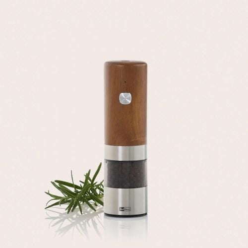 Ad Hoc Acacia Wood Electric Pepper And Salt Mill With Ceramic Grinder USBRechargeable Ø5xH17cm, I.Mill, Ceracut