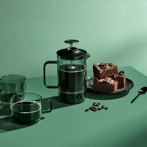Ad Hoc Tinted Grey Borosilicate Glass Impact French Press Coffee Maker Ø9xH 17cm, 600ml