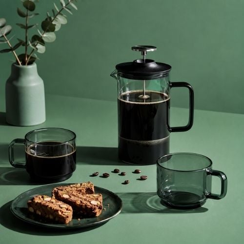 Ad Hoc Tinted Grey Borosilicate Glass Impact French Press Coffee Maker Ø9xH 17cm, 600ml