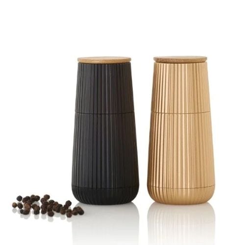 AdHoc Scape Pepper & Salt Mill Set Ø5.8xH12.3cm, Black & Gold
