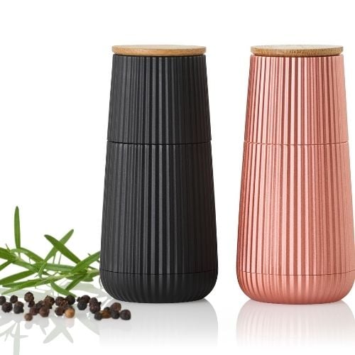 AdHoc Scape Pepper & Salt Mill Set Ø5.8xH12.3cm, Black & Rose Gold