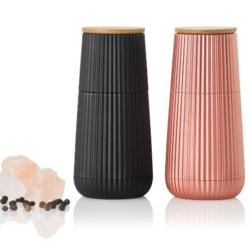 AdHoc Scape Pepper & Salt Mill Set Ø5.8xH12.3cm, Black & Rose Gold