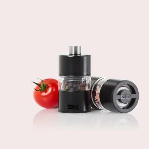 Ad Hoc Stainless Steel Lacquered Pepper And Salt Mill With Ceramic Grinder Ø3.2xH6.2cm, Black, Minimill, Ceracut