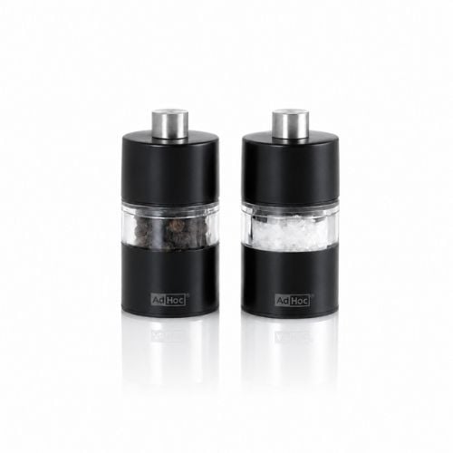 Ad Hoc Stainless Steel Lacquered Pepper And Salt Mill With Ceramic Grinder Ø3.2xH6.2cm, Black, Minimill, Ceracut