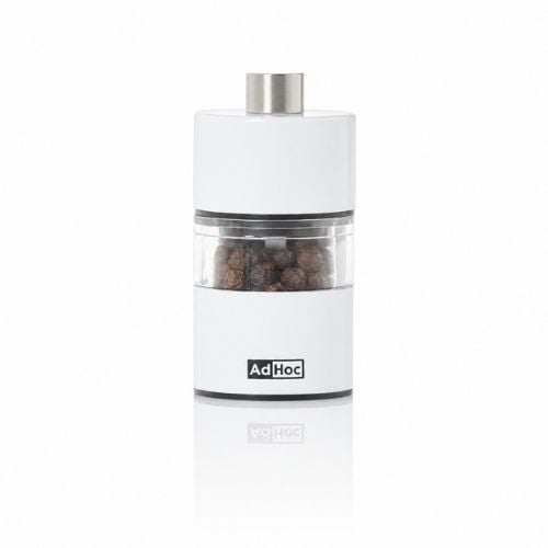 Ad Hoc Stainless Steel Lacquered Pepper And Salt Mill With Ceramic Grinder Ø3.2xH6.2cm, White, Minimill, Ceracut
