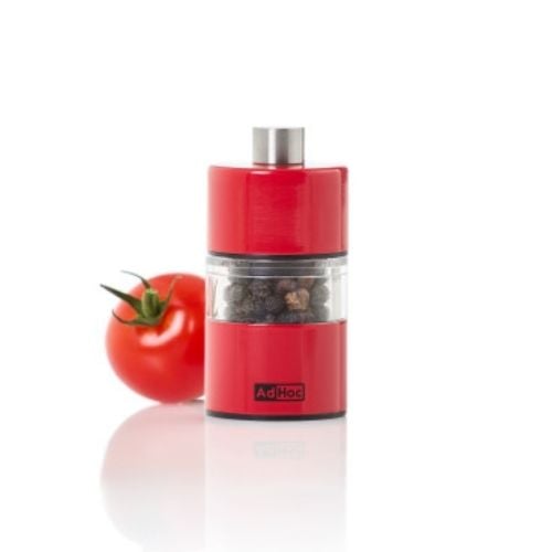 Ad Hoc Stainless Steel Lacquered Pepper And Salt Mill With Ceramic Grinder Ø3.2xH6.2cm, Red, Minimill, Ceracut