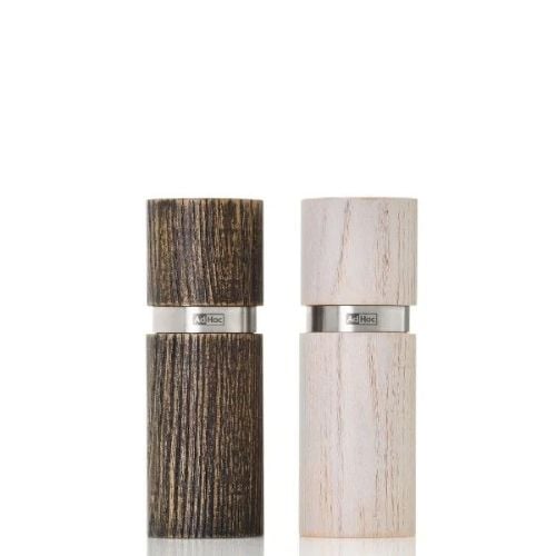 AdHoc Ceracut Ash Wood Pepper & Salt Mill Set Ø4.5xH13cm, Brown & White