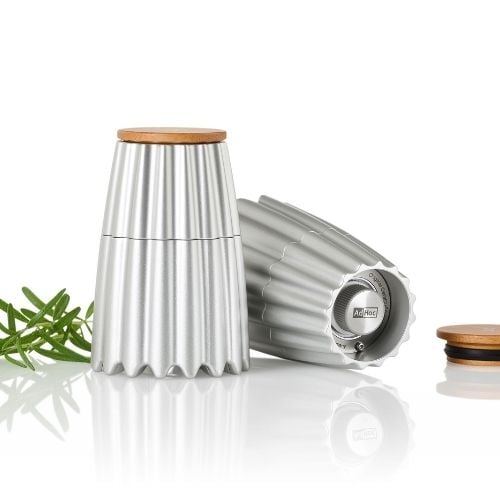 AdHoc Magtwo Ceracut Magnetic Pepper & Salt Double Mill Ø6.6xH19.5cm, Silver