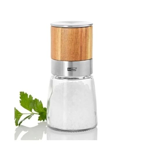 AdHoc Akasia Ceracut Glass Pepper Or Salt Mill Ø6.5xH13.5cm, Acacia Wood