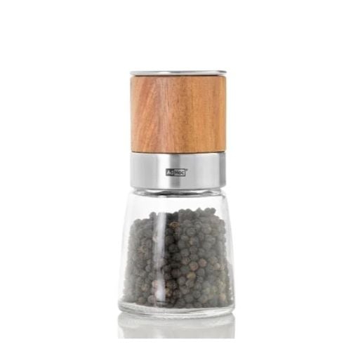 AdHoc Akasia Ceracut Glass Pepper Or Salt Mill Ø6.5xH13.5cm, Acacia Wood