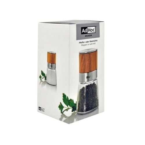 AdHoc Akasia Ceracut Glass Pepper Or Salt Mill Ø6.5xH13.5cm, Acacia Wood
