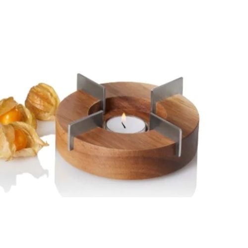 AdHoc Tuto Wooden With Stainless Steel Teapot & Food Warmer Ø14.5xH5.5cm