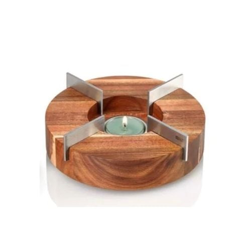 AdHoc Tuto Wooden With Stainless Steel Teapot & Food Warmer Ø16xH5.5cm