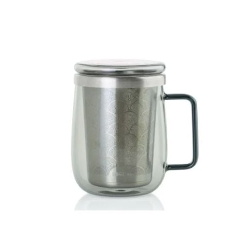 AdHoc Yuna Tea Glass With Infuser Ø9xH12.5cm, 560ml, Grey
