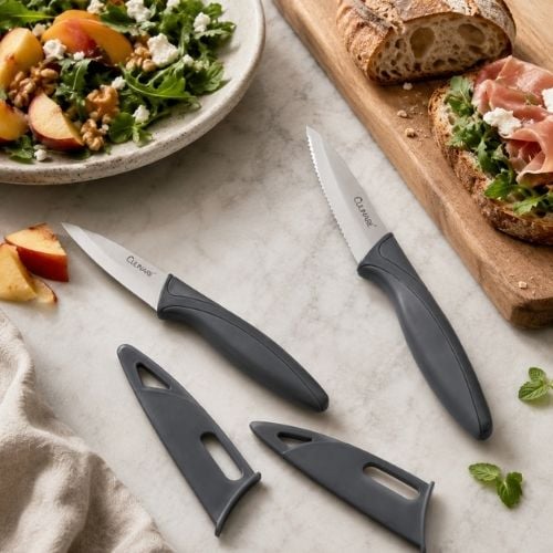 Culinare Stainless Steel 2-Piece Paring Knife Set 9cm, Grey