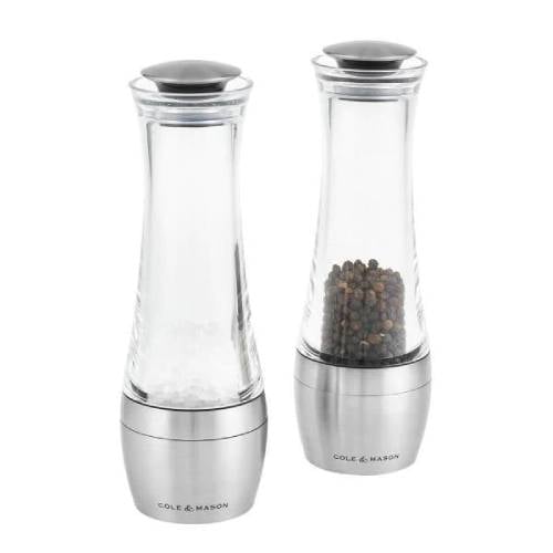 ACRYLIC S/S SALT & PEPPER MILLS GIFT SET