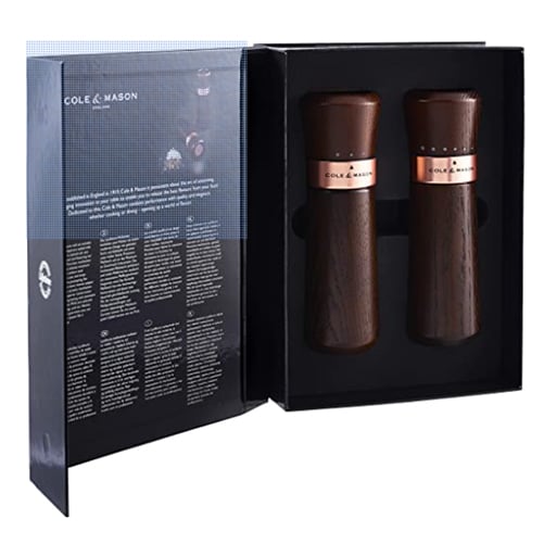 WOODEN MILL GIFT SET, CHESTNUT/ROSE GOLD, LYNDHURST, COLE&MASON