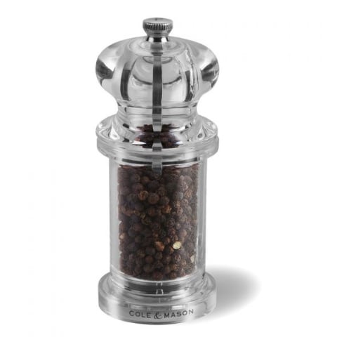 Cole & Mason Acrylic Pepper Mill with Carbon Steel Mechanism H14cm