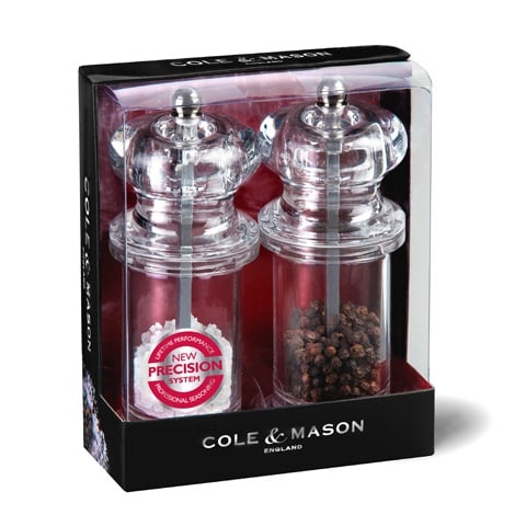 Cole & Mason Acrylic Pepper & Salt Mill H14cm,Gift Set