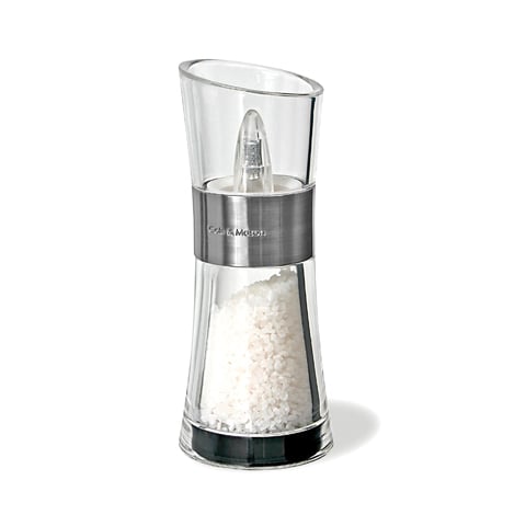 Cole & Mason Acrylic Salt Mill with Ceramic Mechanism H15.4cm,Inverta Flip Chrome