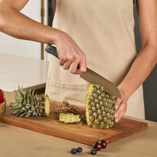 Zyliss Stainless Steel Santoku Knife With Translucent Blade Cover 17.1cm, Gray, Utility