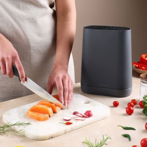 Zyliss Acrylonitrile Butadiene Styrene / Wheat Straw Universal Knife Block, Gray