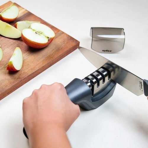 Zyliss Stainless Steel 4-In-1 Knife Sharpener, Gray