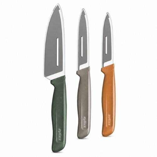 Zyliss Stainless Steel 3-Piece Chef& Paring Knife Set With Translucent Blade Cover, Utility