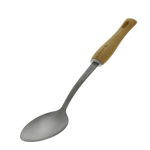 S/S SPOON WITH WOODEN HANDLE L33.5cm