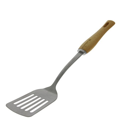 S/S SLOTTED SPATULA WITH WOODEN HANDLE