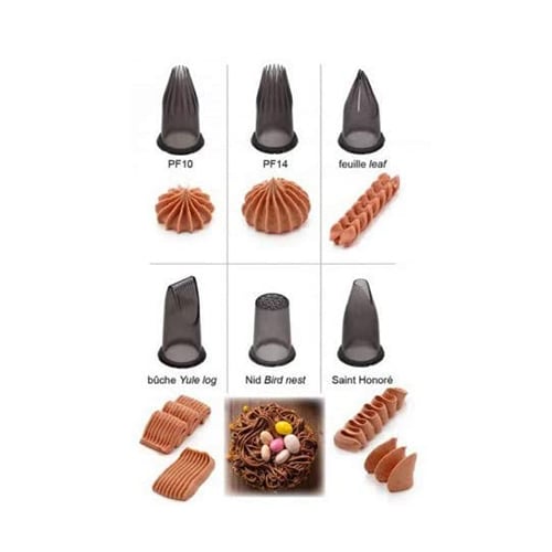 De Buyer Plastic Assorted Pastry Tritan Nozzles And Stand, 6Pcs/Box