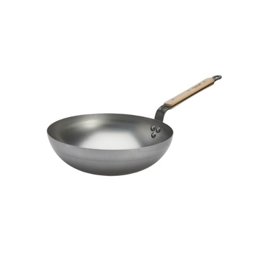 De Buyer Mineral B Bois Steel Round Wok Ø28xH16.6cm