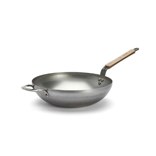 De Buyer Mineral B Bois Steel Round Wok Ø32xH17.8cm