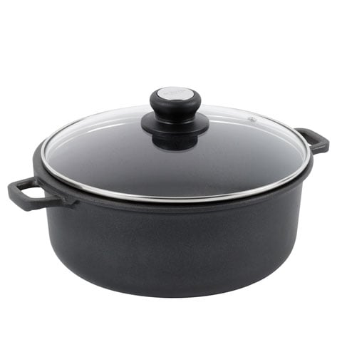 CAST ALUM NON-STICK CASSEROLE WITH GLASS LID Ø28cm